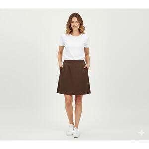 Boden Brown Cotton Blend Short Above Knee Skirt Gathers Zipper Side Pockets 16